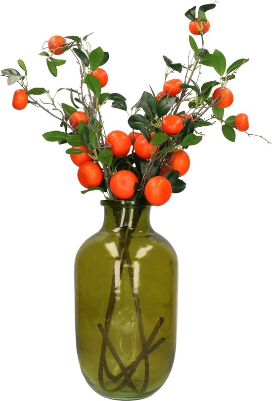 DK Design Kunstbloem citrusfruit tak mandarijn/clementine - 90 cm - oranje - losse steel - Kunst zijdebloemen