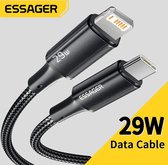 Essager USB-C naar Lightning Kabel - 29W Power Delivery - 480Mbps - 3A - 2m - Zwart