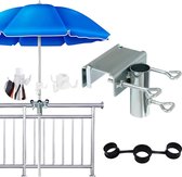 Parasolhouder, balkonleuning, parasolhouder balkon, parasolhouder 25-38 mm, parasolhouder, balkonleuning, instelbaar, geschikt voor maximale breedte 5 cm