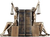 MadDeco - set handgemaakte bronskleurige polystone boekensteunen Vrouwe Justitia - advocatenkantoor - afstudeercadeau - jurist - advocaat