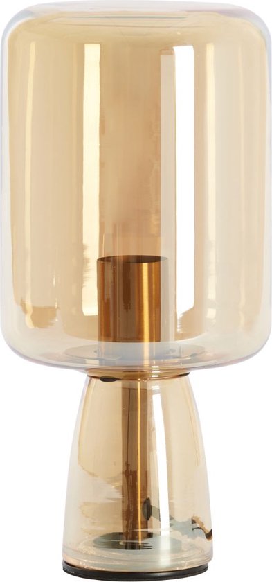 Light & Living - Lampe de table Lotta Goud - Glas Ambre / Or - 32x16x16cm (HxLxP)