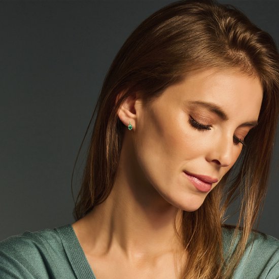 Miore® - Boucles d'oreilles en or avec émeraude verte - Femme - Or 14 carats - Boucles Goud' Boucles d'oreilles pendantes - Vert - Vert Emerald - Bijoux faits main de haute qualité