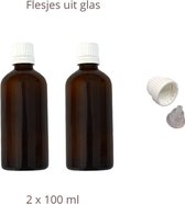 Flacon compte-gouttes (2 pièces) - verre - 100 ml - avec compte-gouttes et bouchon de garantie - pour le conditionnement de l'huile essentielle, de l'huile de parfum, de l'huile corporelle, des liquides délicats, des cosmétiques faits maison