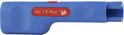 Blauwe kabelstripper met rode knop, GS-logo en 'No. 1 F PLUS'.
