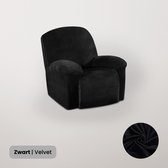 BankhoesDiscounter Velvet Recliner Fauteuil Hoes – Relaxzetel – M1 (60-95cm) – Zwart – Relax Sofa Hoes – Bank Beschermer – Zetel hoes