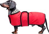 Hondenregenjas met reflecterende strepen, regen/waterdicht, verstelbaar vest, geschikt voor kleine en middelgrote honden zoals Red-XS