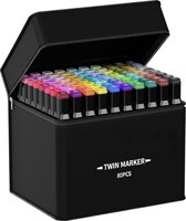 80 kleuren graffiti pennen in etui, Veilig en niet giftig (zwart)