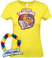 Dames t-shirt Tropical Holiday | Toppers in Concert 2024 | Club Tropicana | Hawaii Shirt | Ibiza Kleding | Lichtgeel Dames | maat S