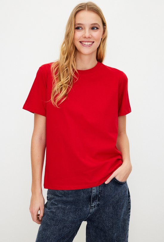 Trendyol TWOSS23TS00000 Volwassenen Vrouwen T-shirt - Rot - L