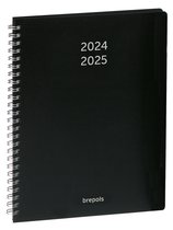 Agenda Brepols 2024-2025 - PREVISION - POLYPROP - Aperçu hebdomadaire - Zwart - Wire-O - 17,1 x 22 cm