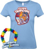Dames t-shirt Tropical Holiday | Toppers in Concert 2024 | Club Tropicana | Hawaii Shirt | Ibiza Kleding | Lichtblauw Dames | maat XS