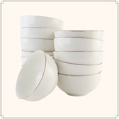 OTIX Soepkommen - 12 stuks - 500 ml - Soeptassen - Wit met Gouden rand - Porselein - CROCUS