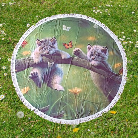 Serviette de plage ronde 150 cm Kittyland - Lynx