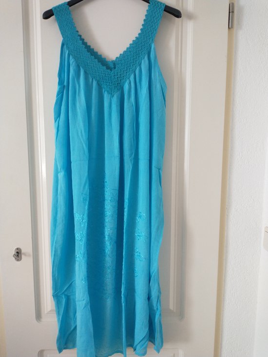 Robe longue femme Jessie unie bleu turquoise XL/ XXL crochet col v robe de plage sans manches