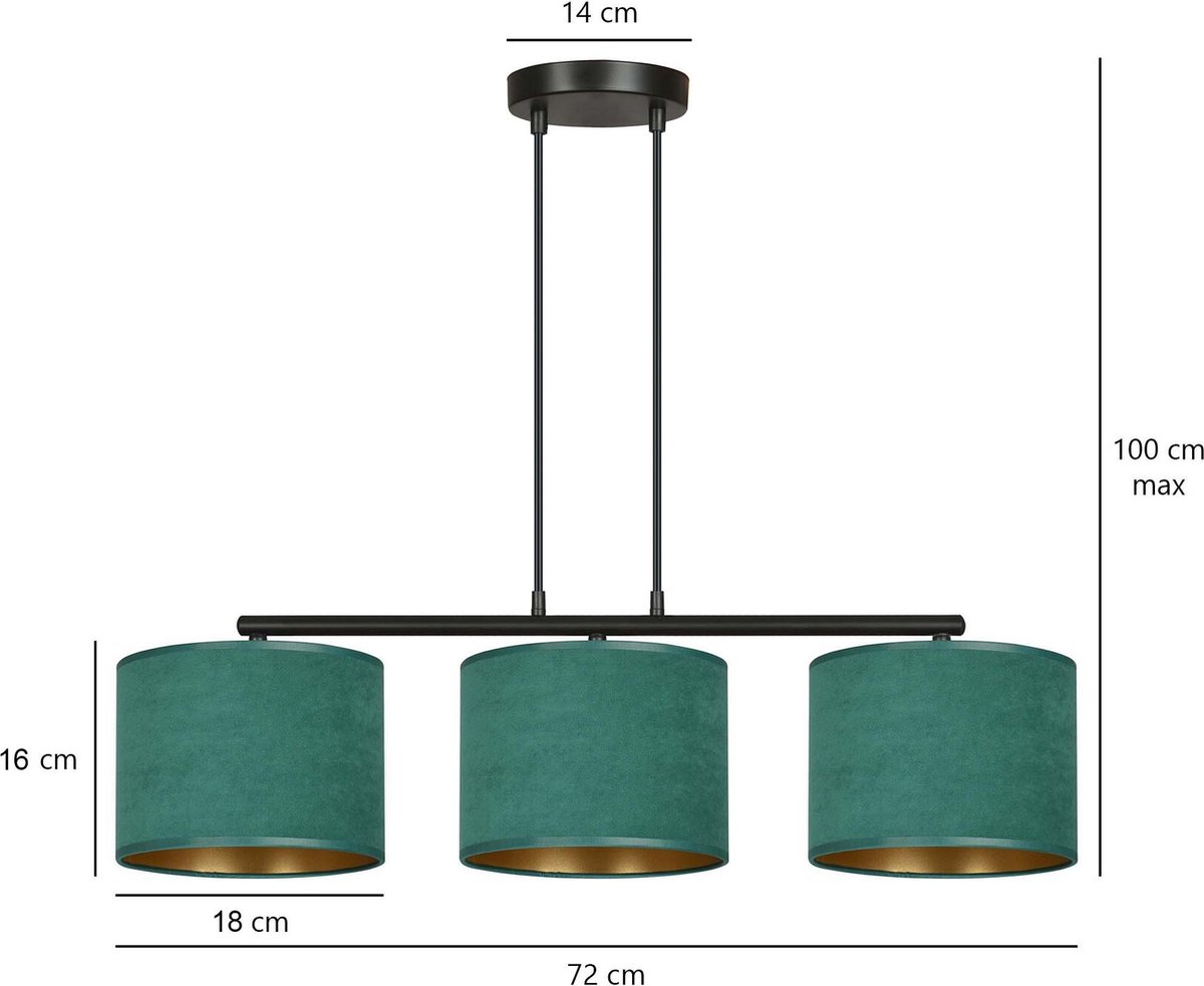 Emibig Fredensborg hanglamp groen rond kappen 3x E27 - Creëer een sfeervolle ambiance in uw ruimte