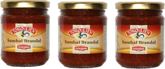 Toko Lien® | 3 x 200 gram Sambal Brandal | Pittige sambal | Oosters, Aziatisch | Multipack