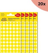 20x Avery etiket Zweckform 12mm rond 5 vel a 54 etiketjes geel