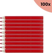 KTC 100x Stem/bureaupotlood rood - rode kern - 6 kantig en 85 mm lang met geslepen punt