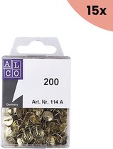 15x Punaises Alco 9mm laiton 200 pièces en boîte
