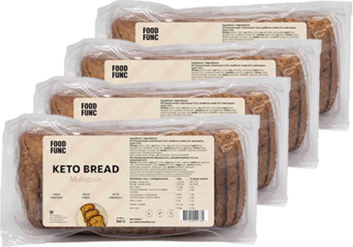 Goedkoopste Foodfunc | Keto Bread | Multigrain | 4 stuks | 4 x 360 gram | No Junk Just Func