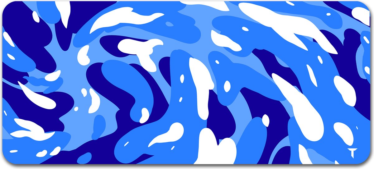 Tommiboi muismat - Swirl muismat blauw- xxl muismat - 90x40 cm – Anti-slip – Grote Muismat