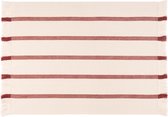 Mistral Home - Set van 4 placemats - 4x 35x45 cm - 100% katoen - Met franjes - Gestreept - Ecru rood