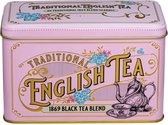 Boîte à thé rose victorienne Vintage avec 40 sachets de thé Blend noir 1869