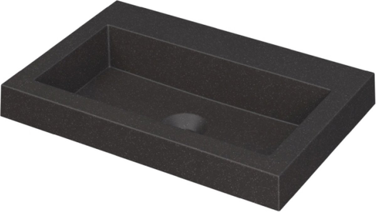 INK Dock wastafel quartz zonder kraangat 60x6x40cm, quartz zwart