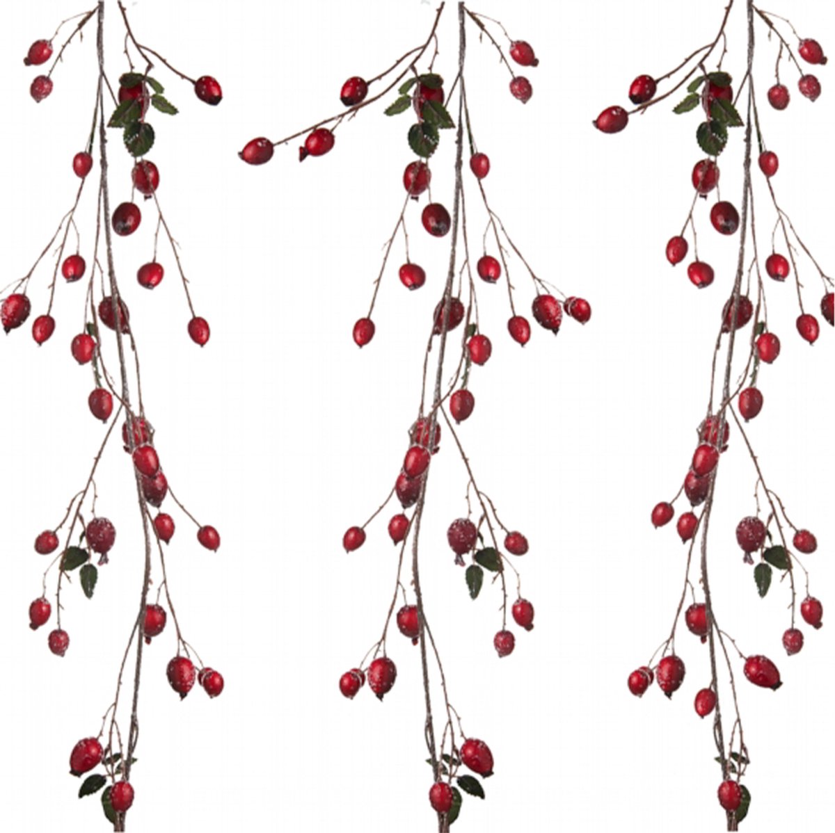 Decoratieve slinger van rode bessen met mat effect L185