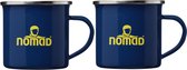 NOMAD® 2x Emaille Mok | 350 ml Blauw | Koffiemok Drinkbeker Geëmailleerd | Camping Mok Metaal