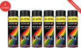 Motip acryllak mat zwart - spuitlak - sneldrogend - hout, metaal, glas & kunststof - 6 x 500 ml