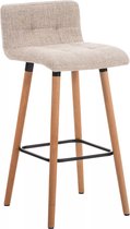 In And OutdoorMatch Luxe barkruk Alvis - Ergonomisch - Met rugleuning - Set van 1 - Barstoelen voor keuken of kantine - Polyester - Crème - Zithoogte 75cm