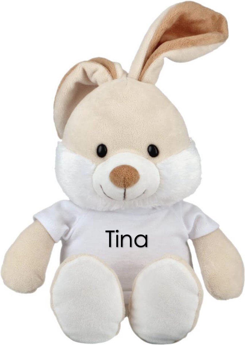 Goedkoopste pluche met naam - konijn met naam - 23 cm - knuffelplezier - cadeau- kraamcadeau - verjaardagscadeau