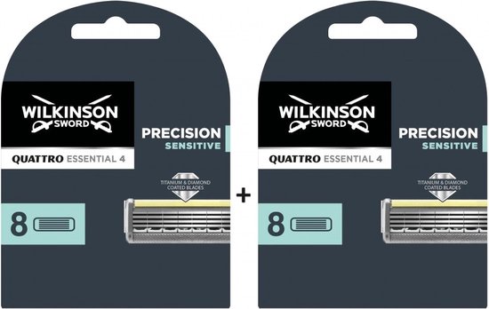 1+1 Wilkinson Sword Quattro Titanium Sensitive Razor Blades - 8pcs