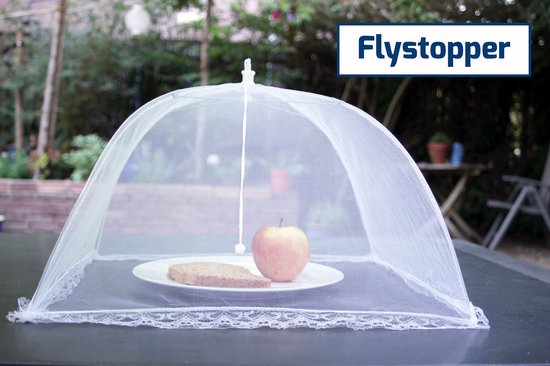 Vliegenkap - voedselkap - foodcover opvouwbaar wit 45 cm Flystopper - Set van 4 stuks van Protecton — afbeelding 4