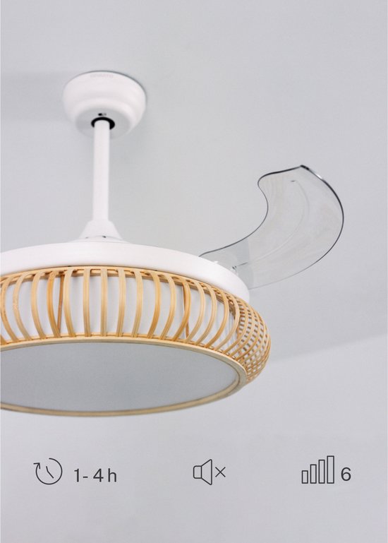 CREATE - Ventilateur de plafond 40W silencieux Pales rétractables 107cm avec lumière