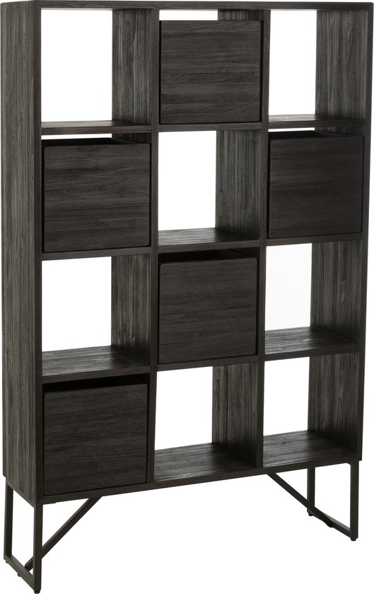 J-Line armoire avec tiroirs - bois recyclé - noir
