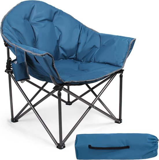 ACTIVE FOREVER Opvouwbare campingstoelen set van 2, draagbare tuinstoel met bekerhouder voor buiten, lichtgewicht 2,2 kg, comfortabele strandstoel voor kamperen, vissen, feesten, barbecue - zwart