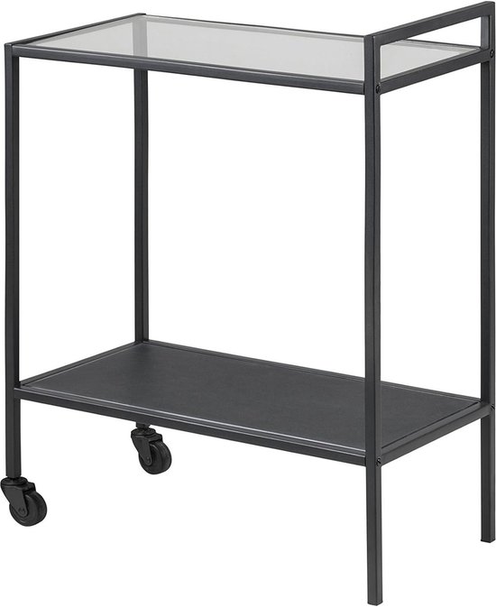 Serveerwagen gelast 3-laags zwart 86x55c | Horeca Groothandel
