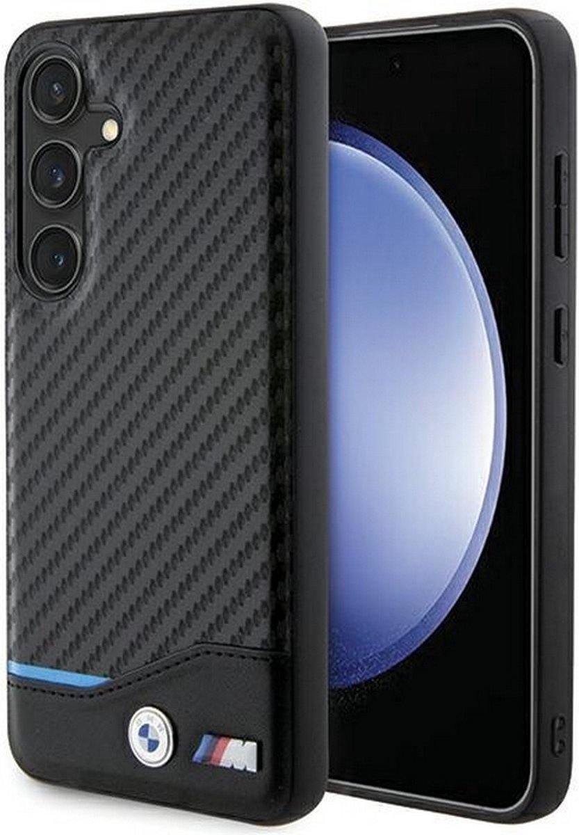 BMW M Blue Line Carbon Back Case - Geschikt voor Samsung Galaxy A55 (A556) - Zwart