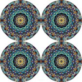 Bertoni - Placemats - tafelmatten set van 4 stuks - rond - 33 cm, mix kleur - Mozeik