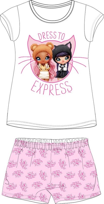 Na!Na!Na! suprise shortama/pyjama dress to express katoen wit/roze maat 116