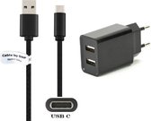 OneOne 2.1A lader + 1,8m USB C kabel. Oplader en oplaadkabel met twee poorten past op o.a. Ulefone Power Armor 14, Armor X10, X10 Pro, Armor X8i, Note 12P, Note 13P, Power Armor 14