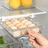 Eierhouder met schuif en handgreep voor eierrek, koelkast, eierorganizer, koelkast-ruimtebesparend, geschikt voor 18 eieren