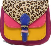 Leren schoudertas Fiona - crossbody tas gerecycled leder - gekleurde damestas van leer - multicolor handtas - SIT1220