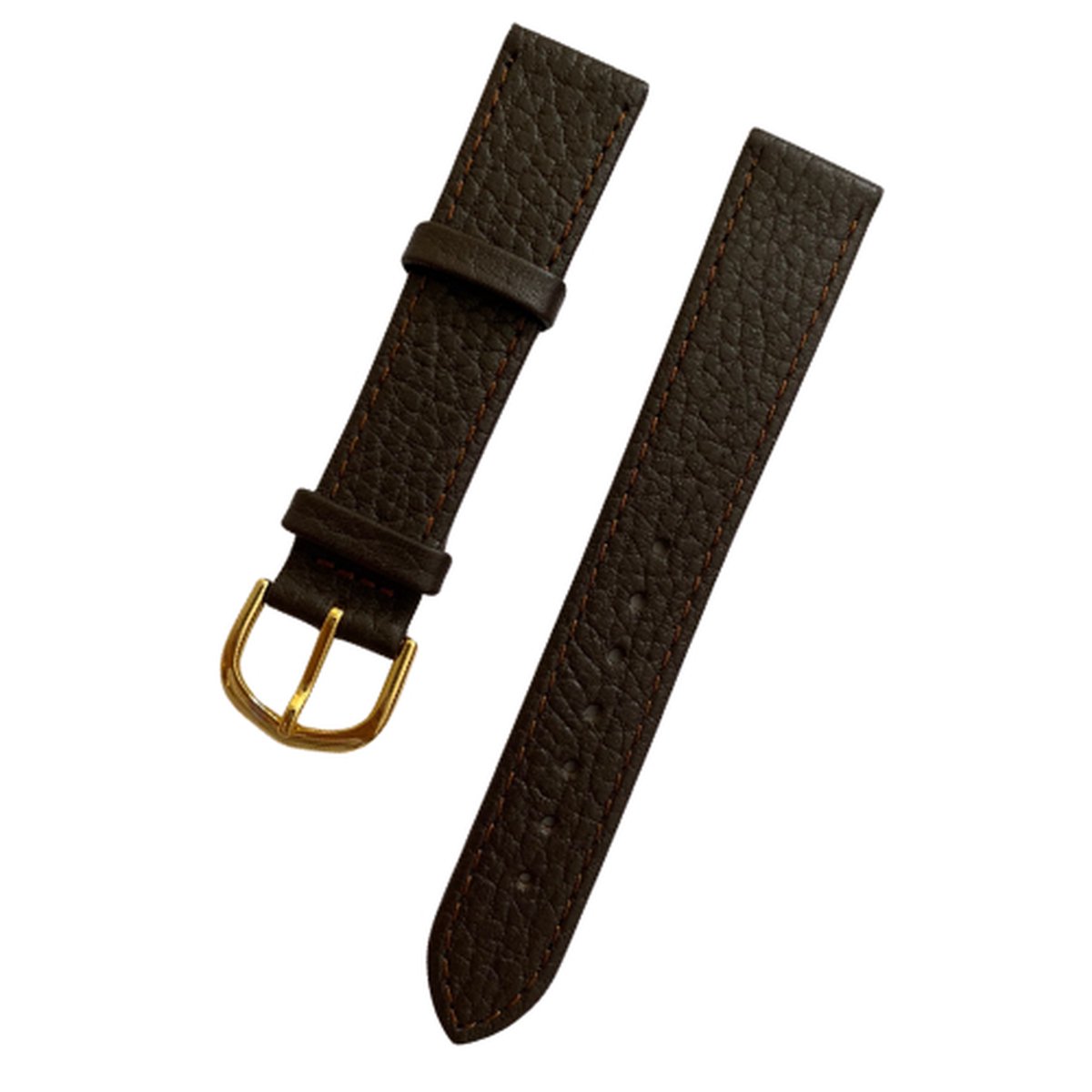 Leren horlogebandje - gouden buckle - echt leer - textured chocolate