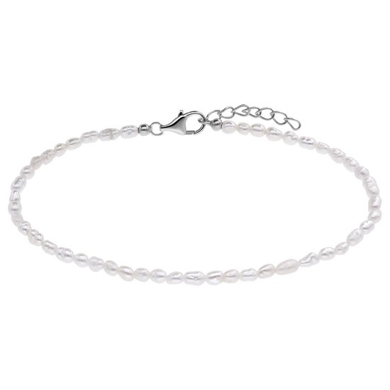 Lucardi Dames Zilveren armband zoetwaterparel - Armband - 925 Zilver - Zilver - 19 cm