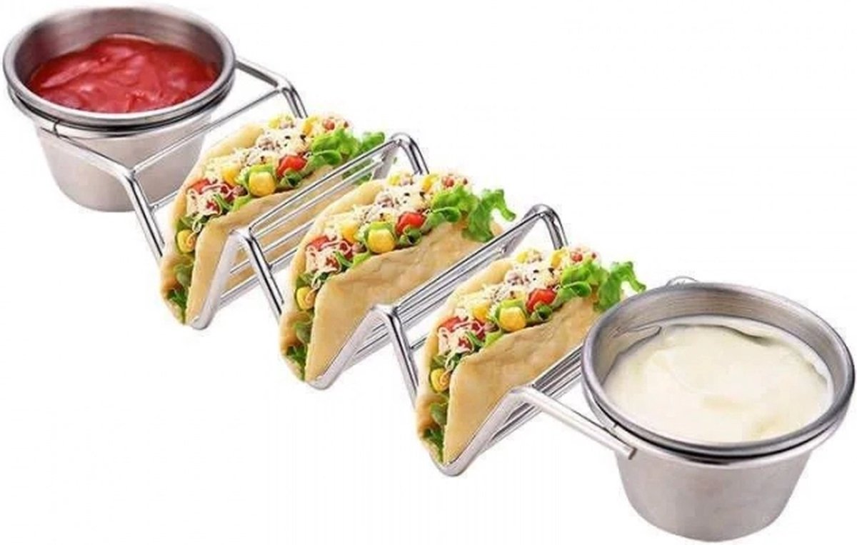 Herzberg Cooking Herzberg Hg-04043: Rvs Tacohouder Met 2 Bekers