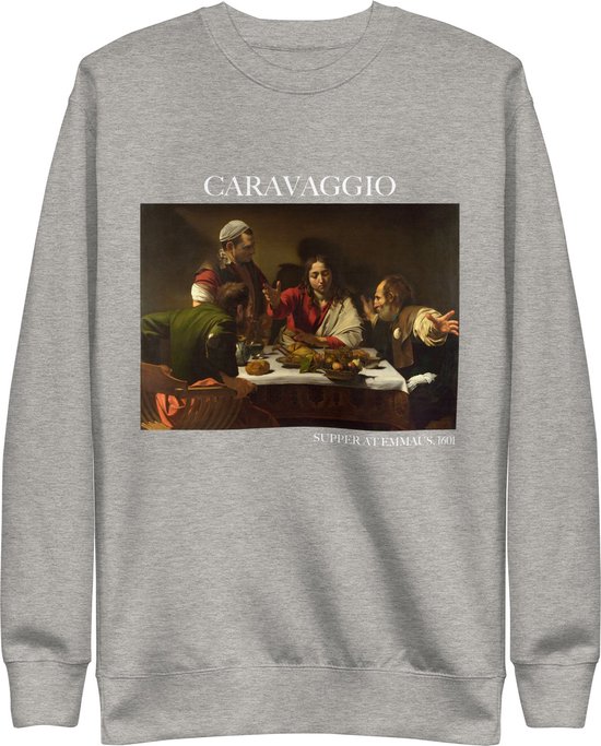 Caravaggio 'Het Avondmaal in Emmaüs' ("Supper at Emmaus") Beroemd Schilderij Sweatshirt | Unisex Premium Sweatshirt | Carbon Grijs | L