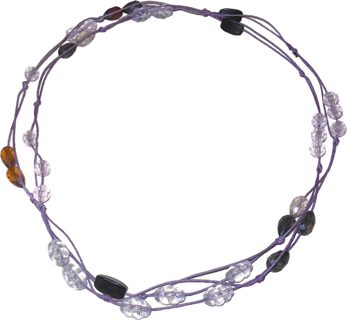 Ketting paars met transparante-zwarte patronen